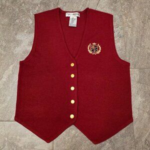Vintage RED JH Collectibles gold horse hunt Crest Sweater vest Gold Size M